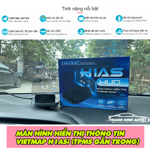 Màn hình hiển thị thông tin Vietmap H1ASi (TPMS gắn trong) giúp người lái chủ động an toàn trong quá trình lái xe