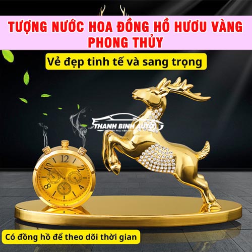 Mua tượng nước hoa đồng hồ hưu vàng phong thủy chất lượng tại Thanh Bình Auto