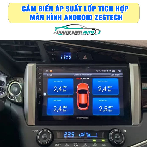 Cảm biến áp suất lốp tích hợp màn hình Android Zestech giúp cập nhật áp suất, nhiệt độ của lốp xe