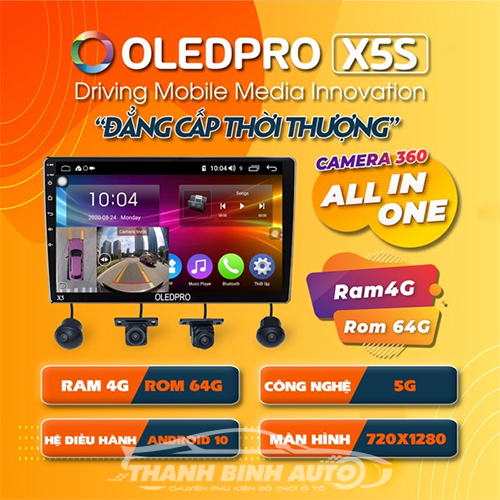 Màn hình Android OledPro X5S New liền camera 360 tại Thanh Bình Auto