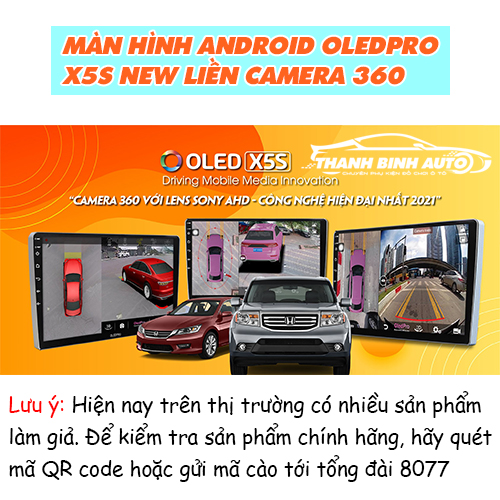 Màn hình ô tô liền camera 360 OledPro X5S New cao cấp tại Thanh Bình Auto