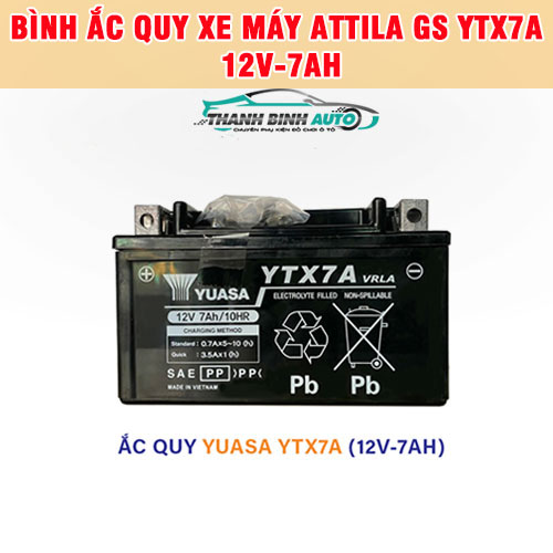 Bình ắc quy xe máy Attila GS YTX7A 12V-7AH Thanh Bình Auto