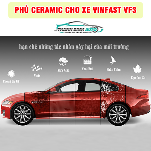 Phủ Ceramic cho xe VinFast VF3 giúp bảo vệ sơn xe trước tác nhân bên ngoài