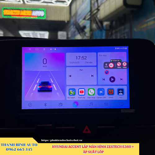 Hyundai Accent lắp màn hình Zestech E360 + Cảm biến áp suất lốp Thanh Bình Auto