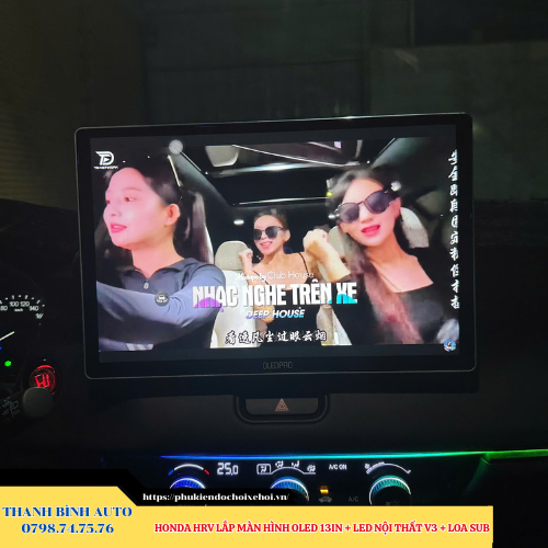Honda HRV lắp màn hình Oled 13in + Led nội thất V3 + Loa sub