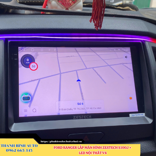Ford Ranger lắp màn hình Zestech S100J + Led nội thất V4 Thanh Bình Auto