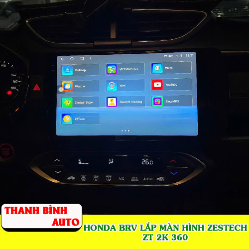 Honda BRV lắp màn hình Zestech ZT 2K 360 Thanh Bình Auto