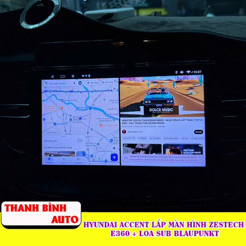 Hyundai Accent lắp màn hình Zestech E360 + Loa Sub Blaupunkt Thanh Bình Auto