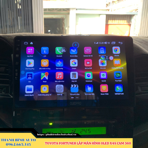 Toyota Fortuner lắp màn hình Oled X4S Cam 360 Thanh Bình Auto