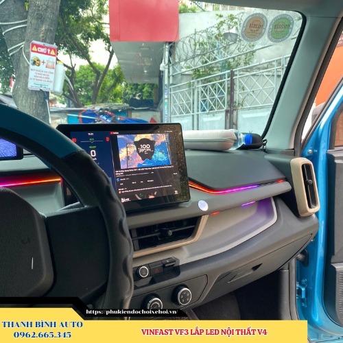 VinFast VF3 lắp Led nội thất V4 Thanh Bình Auto