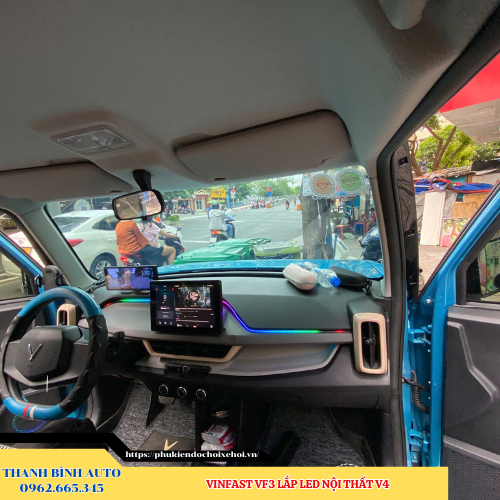 VinFast VF3 lắp Led nội thất V4 Thanh Bình Auto