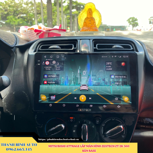 Mitsubishi Attrage lắp màn hình Zestech ZT 2K 360 Bản Base Thanh Bình Auto