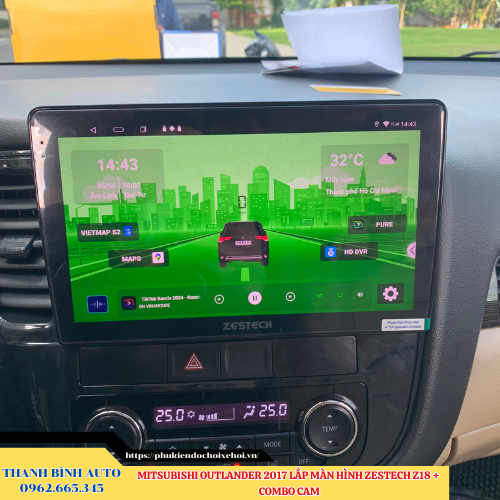 Mitsubishi Outlander 2017 lắp màn hình Zestech Z18 + Combo Cam Thanh Bình Auto