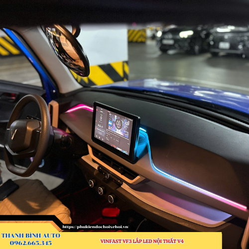 VinFast VF3 lắp Led nội thất V4 Thanh Bình Auto