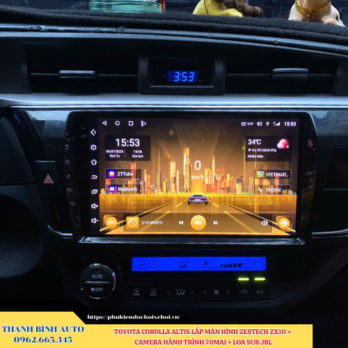 Toyota Corolla Altis lắp màn hình Zestech ZX10 + Camera hành trình 70mai + Loa sub JBL