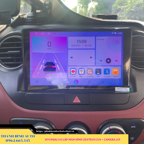 Hyundai i10 2014 - 2019 lắp màn hình Zestech Z18 + Camera lùi Thanh Bình Auto