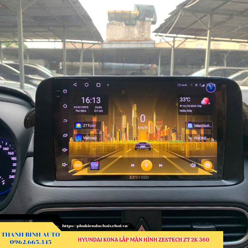 Hyundai Kona lắp màn hình Zestech ZT 2K 360 Thanh Bình Auto