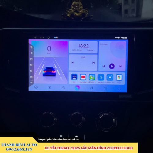 Xe tải Teraco 2025 lắp màn hình Zestech E360 Thanh Bình Auto
