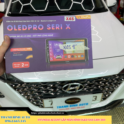 Hyundai Accent lên màn hình Oled X4S Cam 360 Thanh Bình Auto
