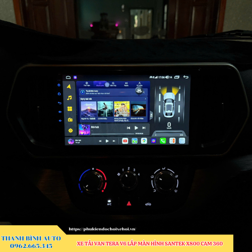 Xe tải Van Tera V6 lắp màn hình Santek X800 Cam 360 Thanh Bình Auto