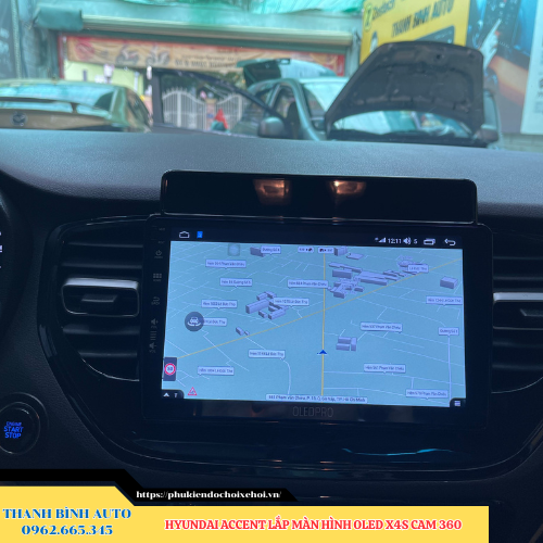 Hyundai Accent lên màn hình Oled X4S Cam 360 Thanh Bình Auto