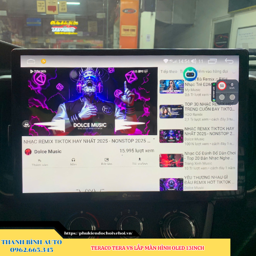 Teraco Tera V8 lắp màn hình Oled 13 inch Thanh Bình Auto