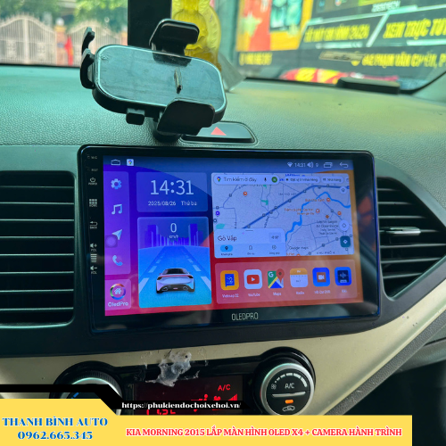 Kia Morning 2015 lắp màn hình Oled X4 + Camera hành trình Thanh Bình Auto