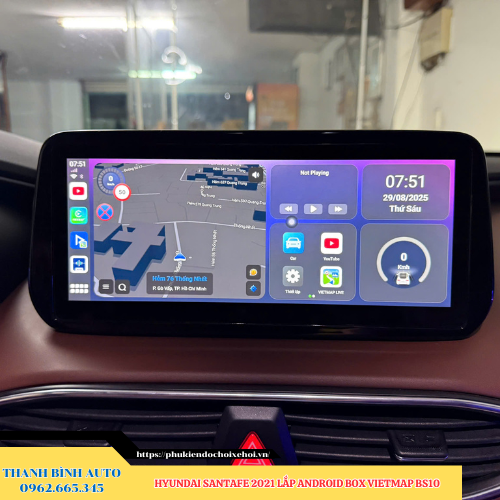 Hyundai Santafe 2021 lắp Android Box Vietmap BS10 Thanh Bình Auto