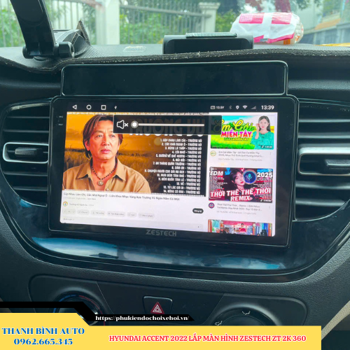 Hyundai Accent 2022 gắn màn hình Zestech ZT 2K 360 Thanh Bình Auto