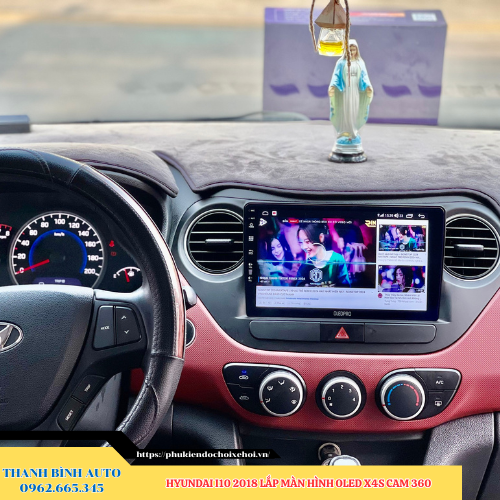 Hyundai i10 2018 lắp màn hình Oled X4S Cam 360 Thanh Bình Auto