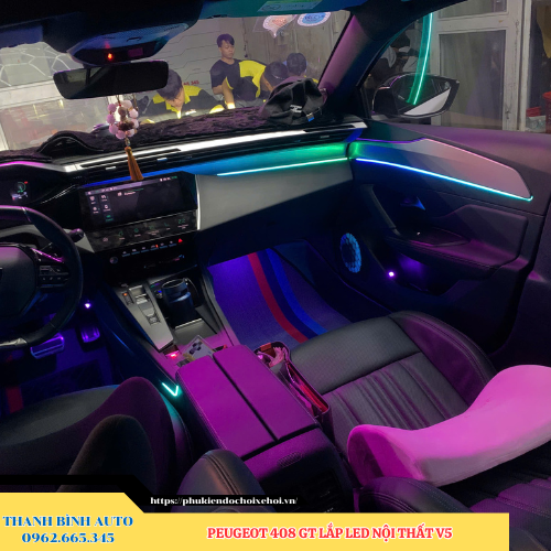 Peugeot 408 GT lắp Led nội thất V5 Thanh Bình Auto