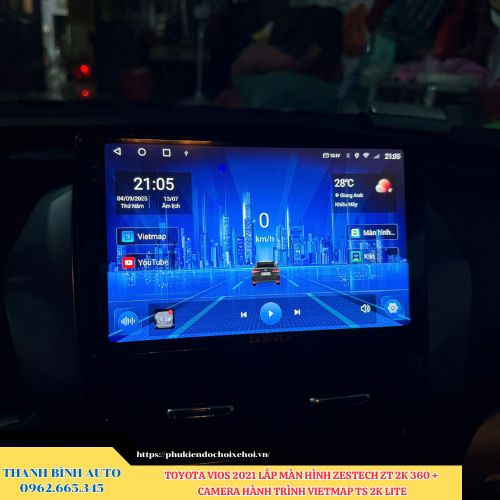 Toyota Vios 2021 lắp màn hình Zestech ZT 2K 360 + Camera hành trình VietMap TS 2K Lite Thanh Bình Auto