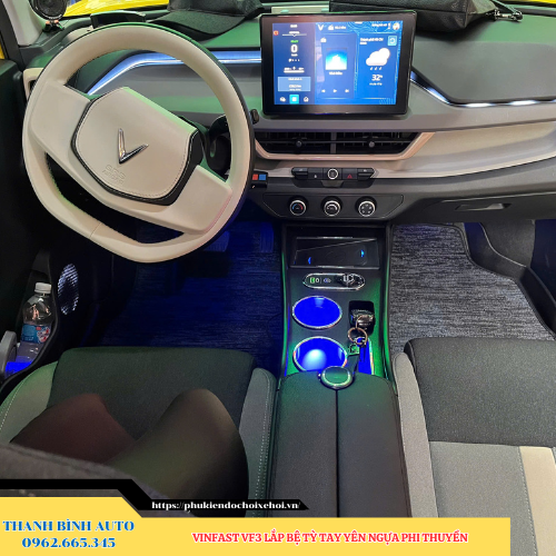 VinFast VF3 lắp bệ tỳ tay yên ngựa phi thuyền Thanh Bình Auto