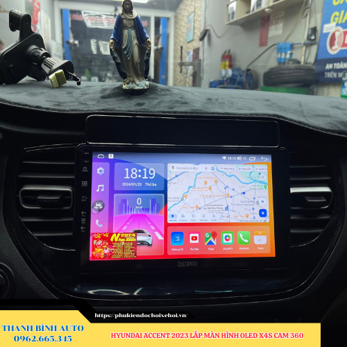 Hyundai Accent 2023 lắp màn hình Oled X4S Cam 360 Thanh Bình Auto