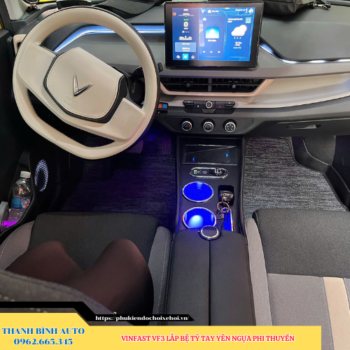 VinFast VF3 lắp bệ tỳ tay yên ngựa phi thuyền Thanh Bình Auto
